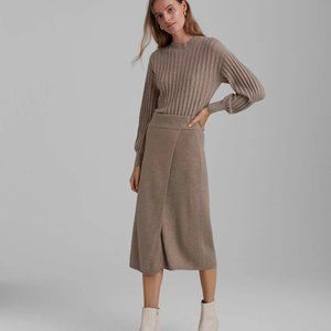 BNWT Club Monaco Knit Ribbed Midi Skirt - Black - XS